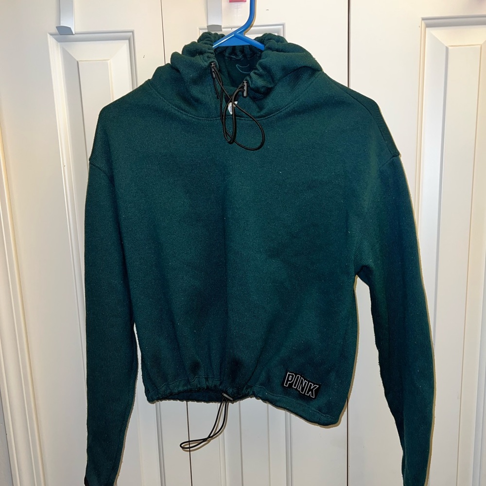 PINK green pullover hoodie w/ drawstrings